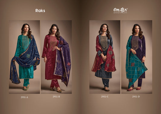 Raks 2951 Omtex Viscose Velvet Suits Exporter Gujarat