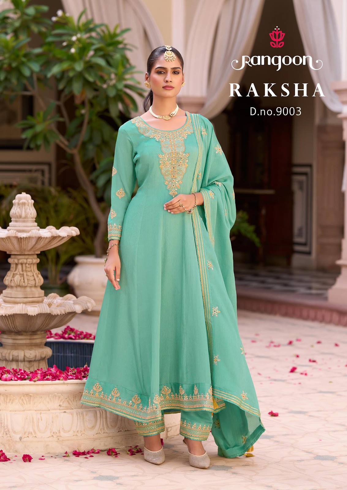 Raksha Rangoon Silk Readymade Anarkali Suits Supplier Gujarat