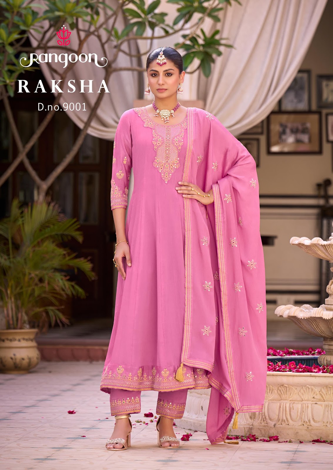 Raksha Rangoon Silk Readymade Anarkali Suits Supplier Gujarat