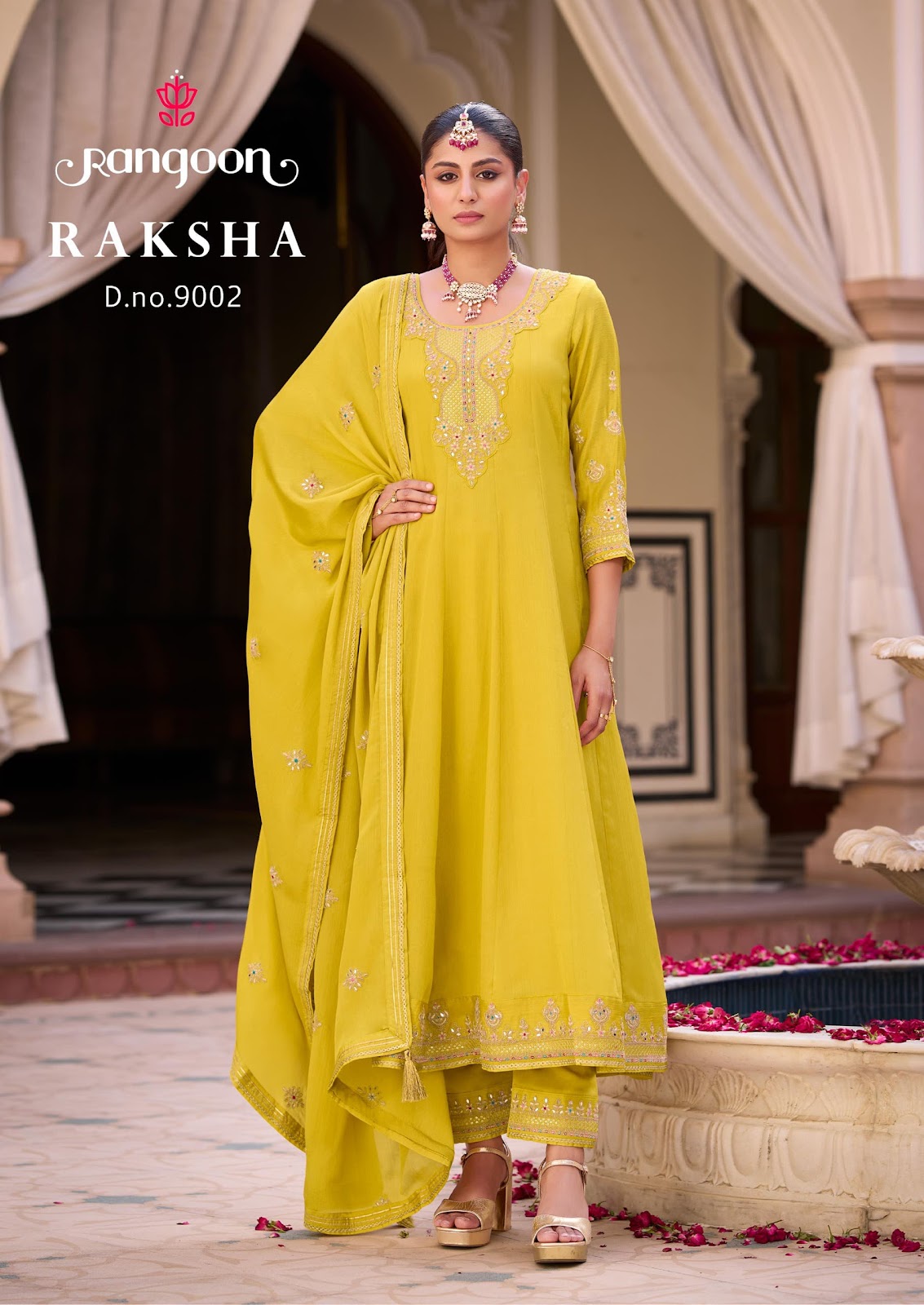Raksha Rangoon Silk Readymade Anarkali Suits Supplier Gujarat