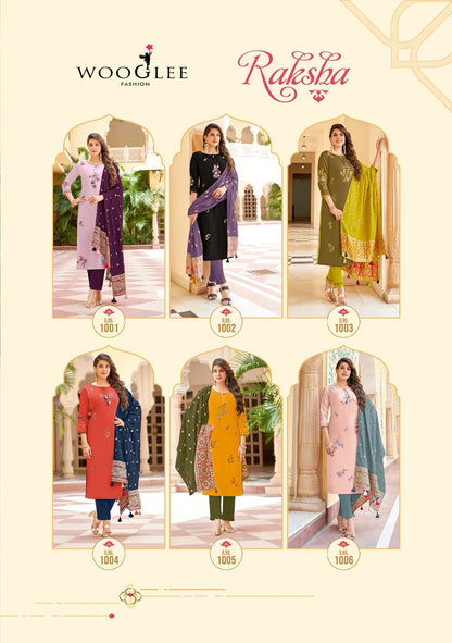 Raksha Woodee Viscose Weaving Readymade Pant Style Suits Supplier India