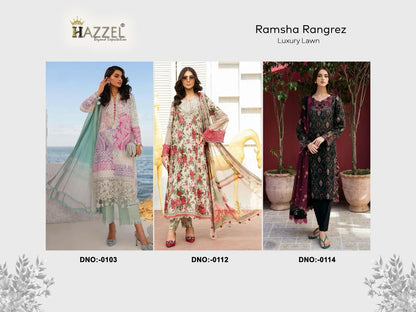 Ramsha Rangrez Luxury Lawn Hazzel Cotton Karachi Salwar Suits Supplier India