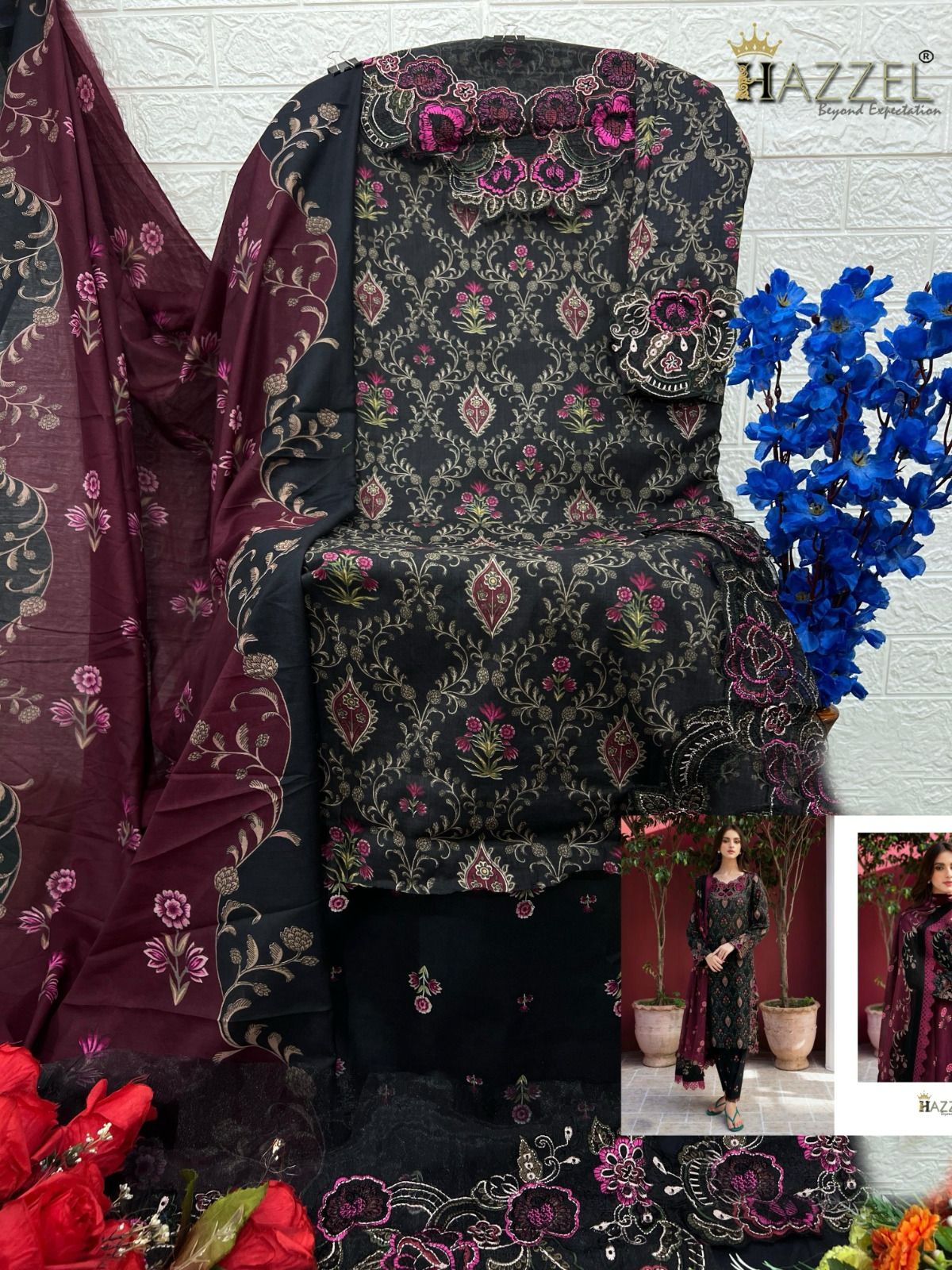 रामशा रंगरेज़ लक्ज़री लॉन हेज़ल कॉटन कराची सलवार सूट आपूर्तिकर्ता भारत