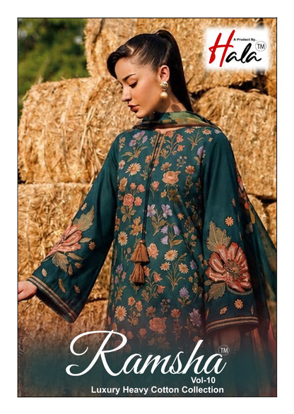 Ramsha Vol 10 Hala Cotton Karachi Salwar Suits Exporter Gujarat