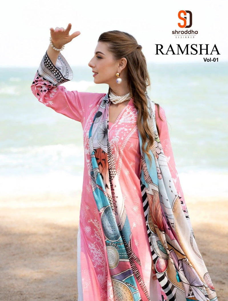 Ramsha Vol 1 Shraddha Designer Pure Cotton Pakistani Salwar Suits Exporter