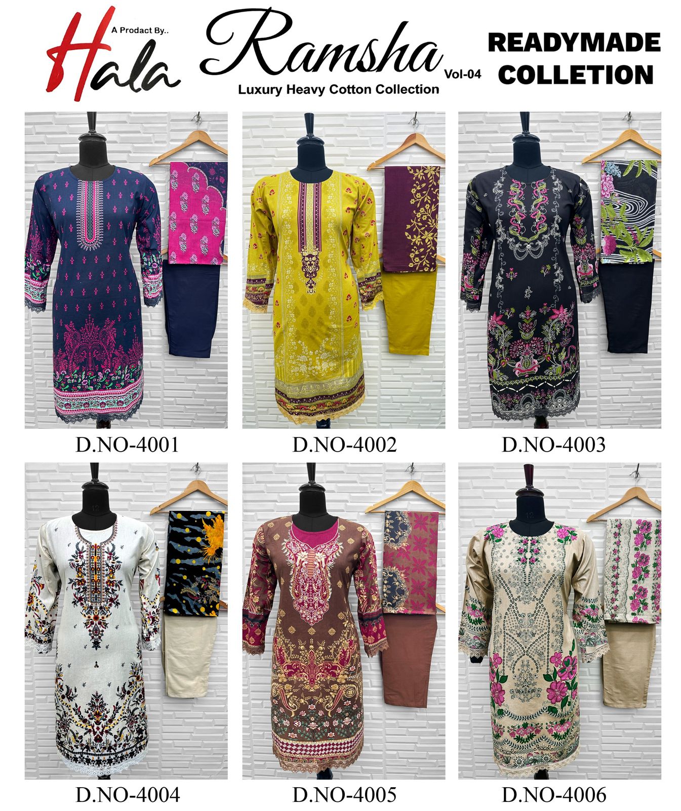 Ramsha Vol 4 Hala Pure Lawn Karachi Salwar Suits Wholesale Rate