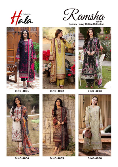 Ramsha Vol 4 Luxury Heavy Cotton Collection Hala Karachi Salwar Suits Manufacturer