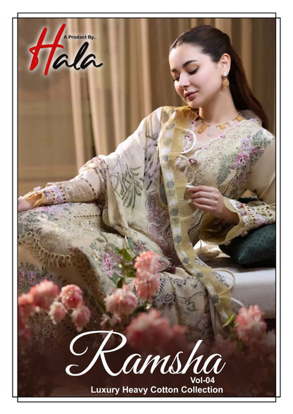 Ramsha Vol 4 Luxury Heavy Cotton Collection Hala Karachi Salwar Suits Manufacturer