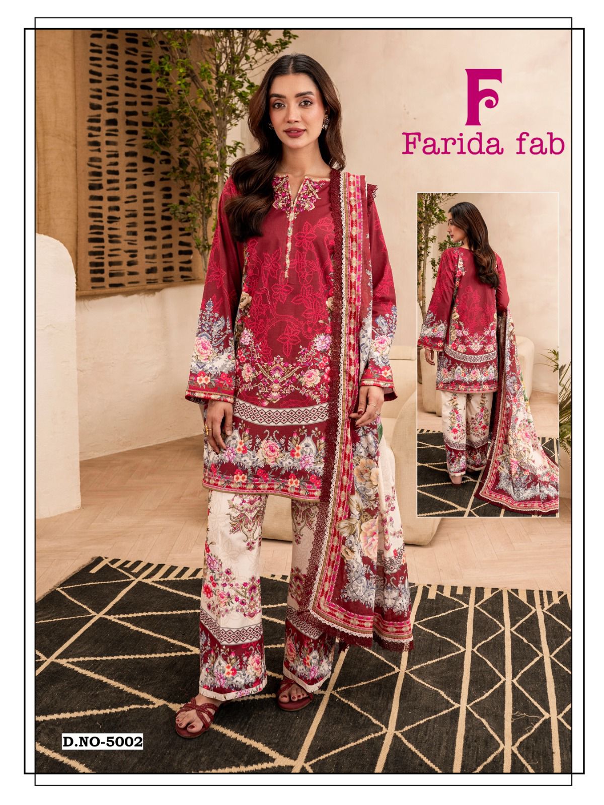 Ramsha Vol 5 Heavy Luxury Lawn Collection Farida Fab Karachi Salwar Suits Wholesale Rate