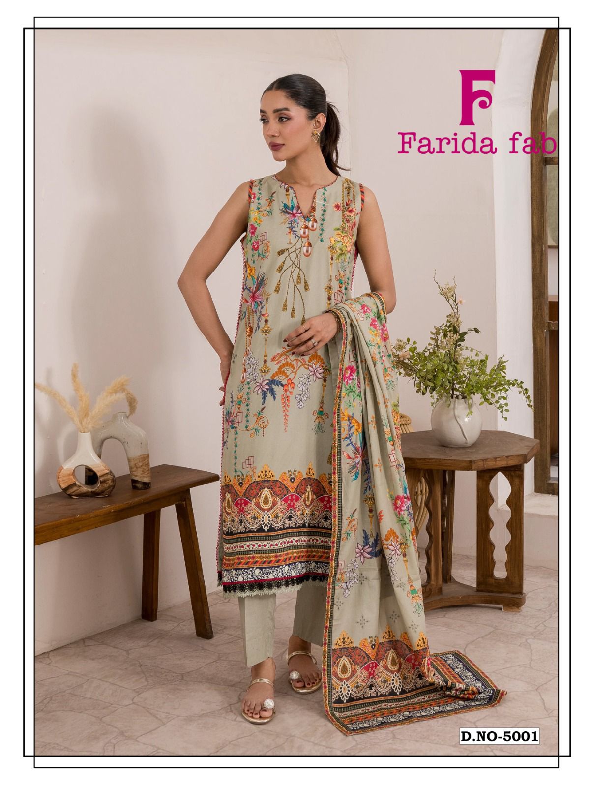 Ramsha Vol 5 Heavy Luxury Lawn Collection Farida Fab Karachi Salwar Suits Wholesale Rate