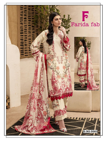 Ramsha Vol 5 Heavy Luxury Lawn Collection Farida Fab Karachi Salwar Suits Wholesale Rate
