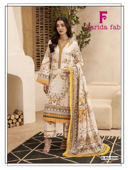 Ramsha Vol 5 Heavy Luxury Lawn Collection Farida Fab Karachi Salwar Suits Wholesale Rate
