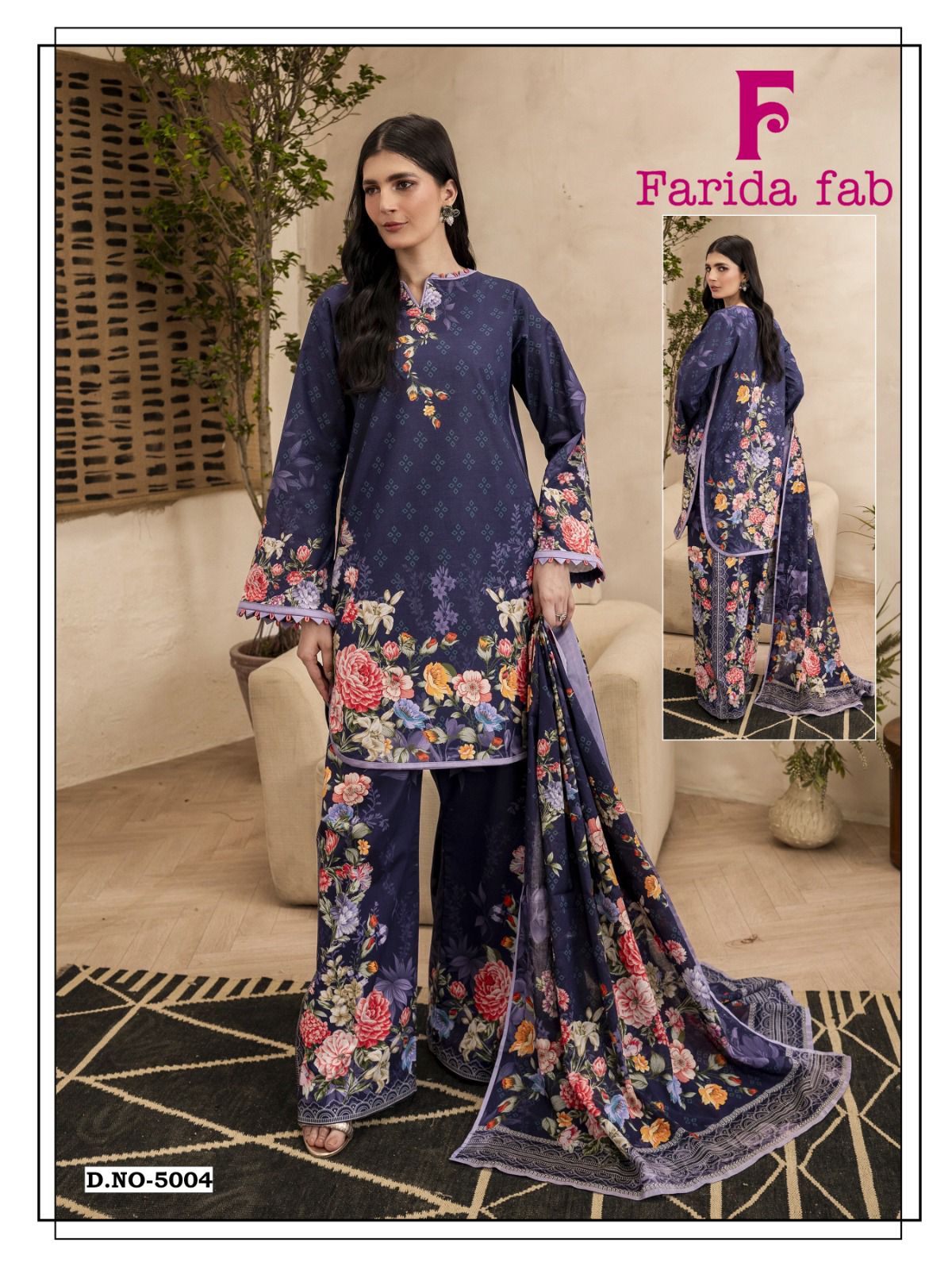 Ramsha Vol 5 Heavy Luxury Lawn Collection Farida Fab Karachi Salwar Suits Wholesale Rate