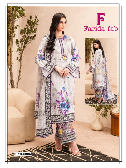 Ramsha Vol 5 Heavy Luxury Lawn Collection Farida Fab Karachi Salwar Suits Wholesale Rate