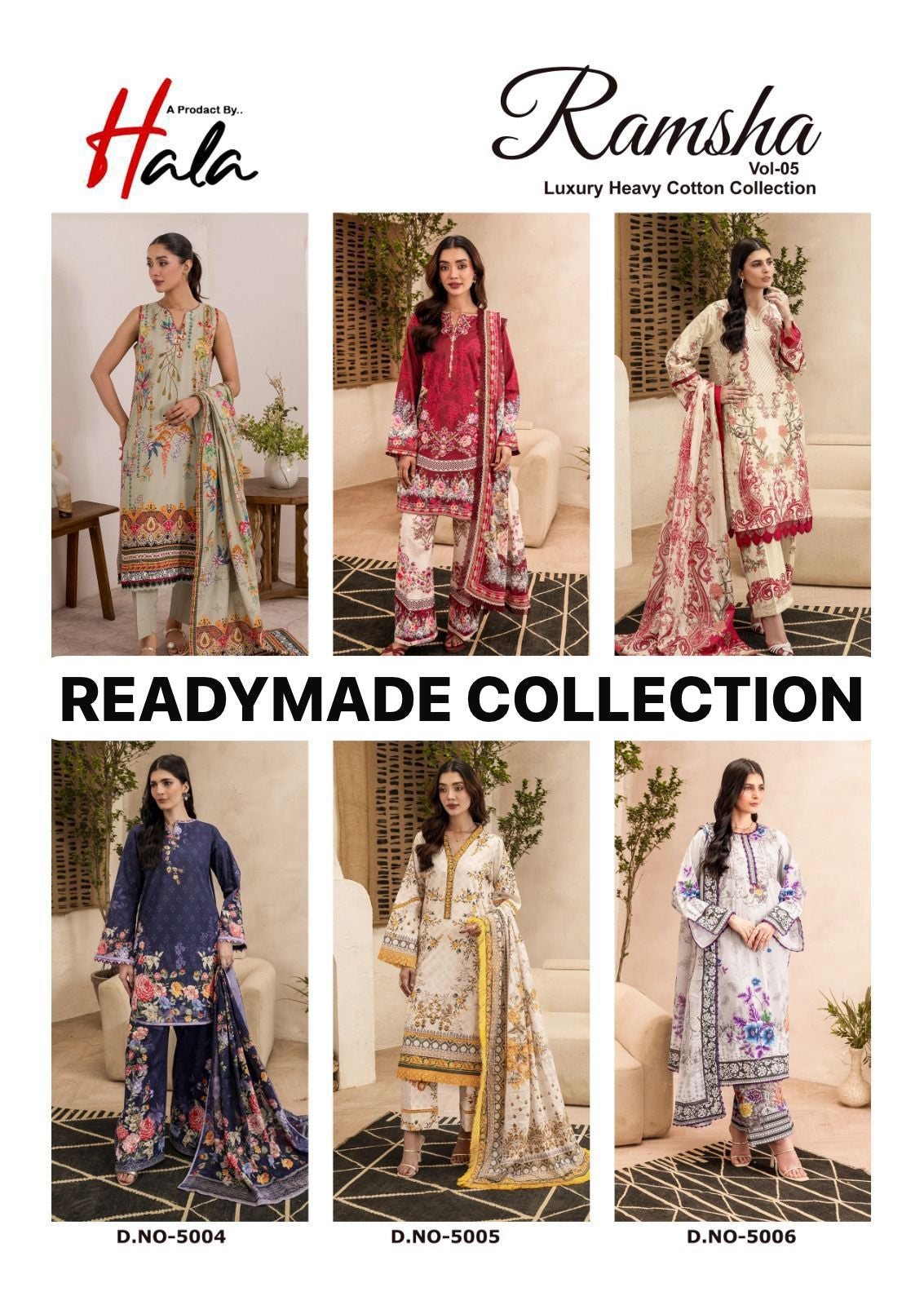 Ramsha Vol 5 Luxury Cotton Collection Hala Lawn Karachi Readymade Suits Exporter