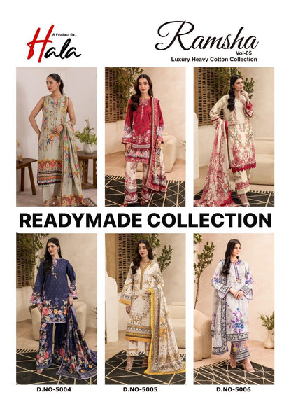 Ramsha Vol 5 Luxury Cotton Collection Hala Lawn Karachi Readymade Suits Exporter