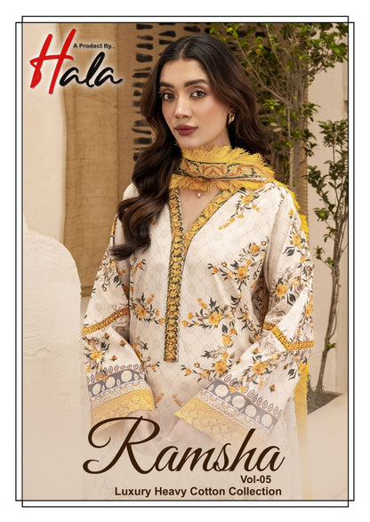 Ramsha Vol 5 Luxury Cotton Collection Hala Karachi Salwar Suits Supplier