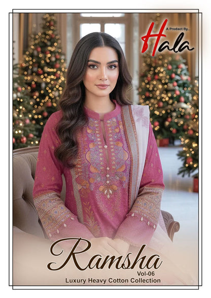 Ramsha Vol 6 Luxury Cotton Collection Hala Karachi Salwar Suits Supplier India