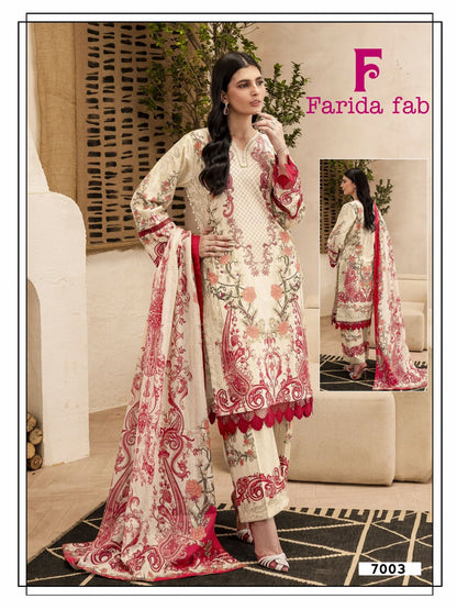 Ramsha Vol 7 Farida Fab Lawn Cotton Karachi Salwar Suits Wholesaler
