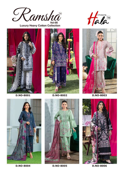 Ramsha Vol 8 Hala Cotton Karachi Salwar Suits Manufacturer India