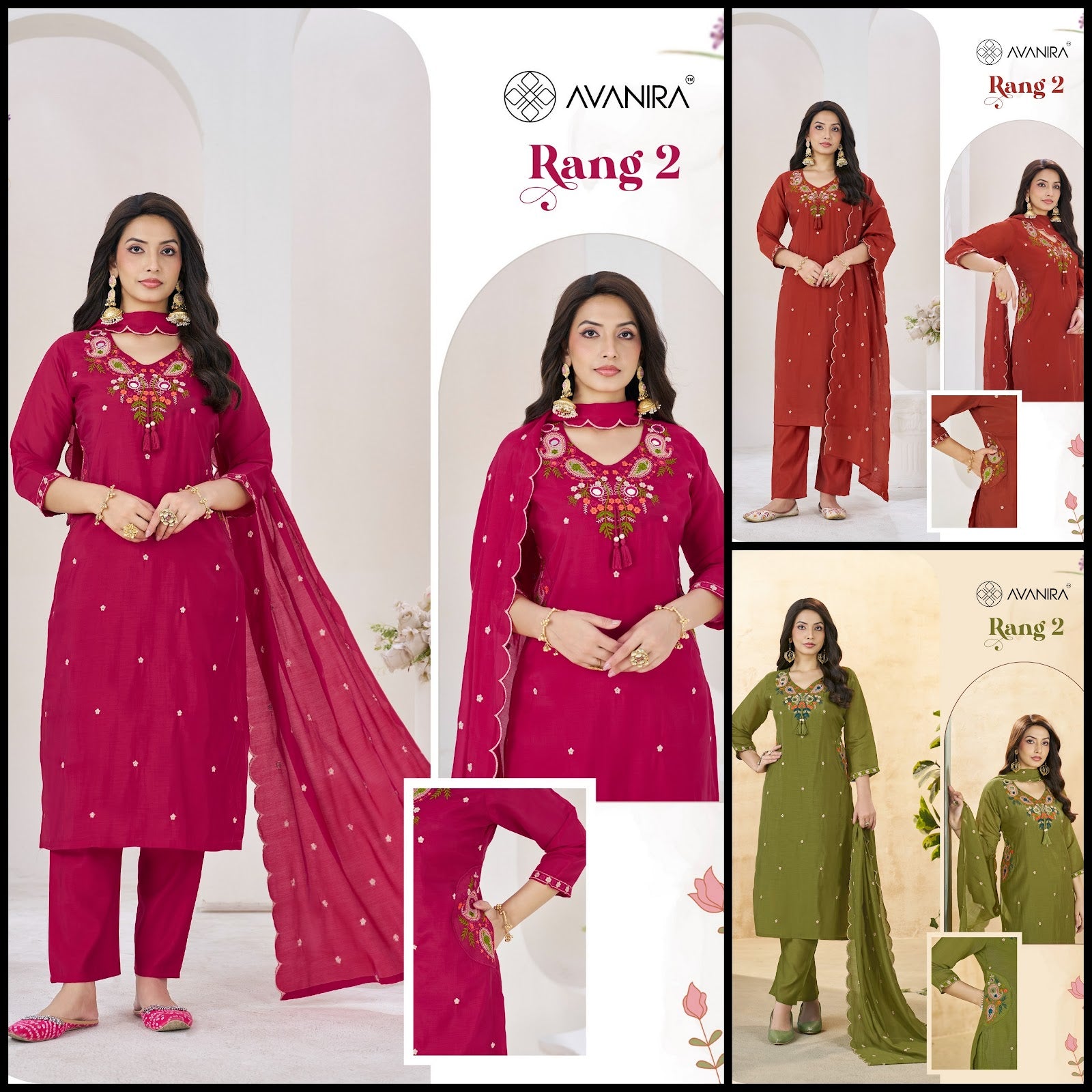 Rang 2 Avanira Mal Chanderi Readymade Pant Style Suits Wholesaler Ahmedabad