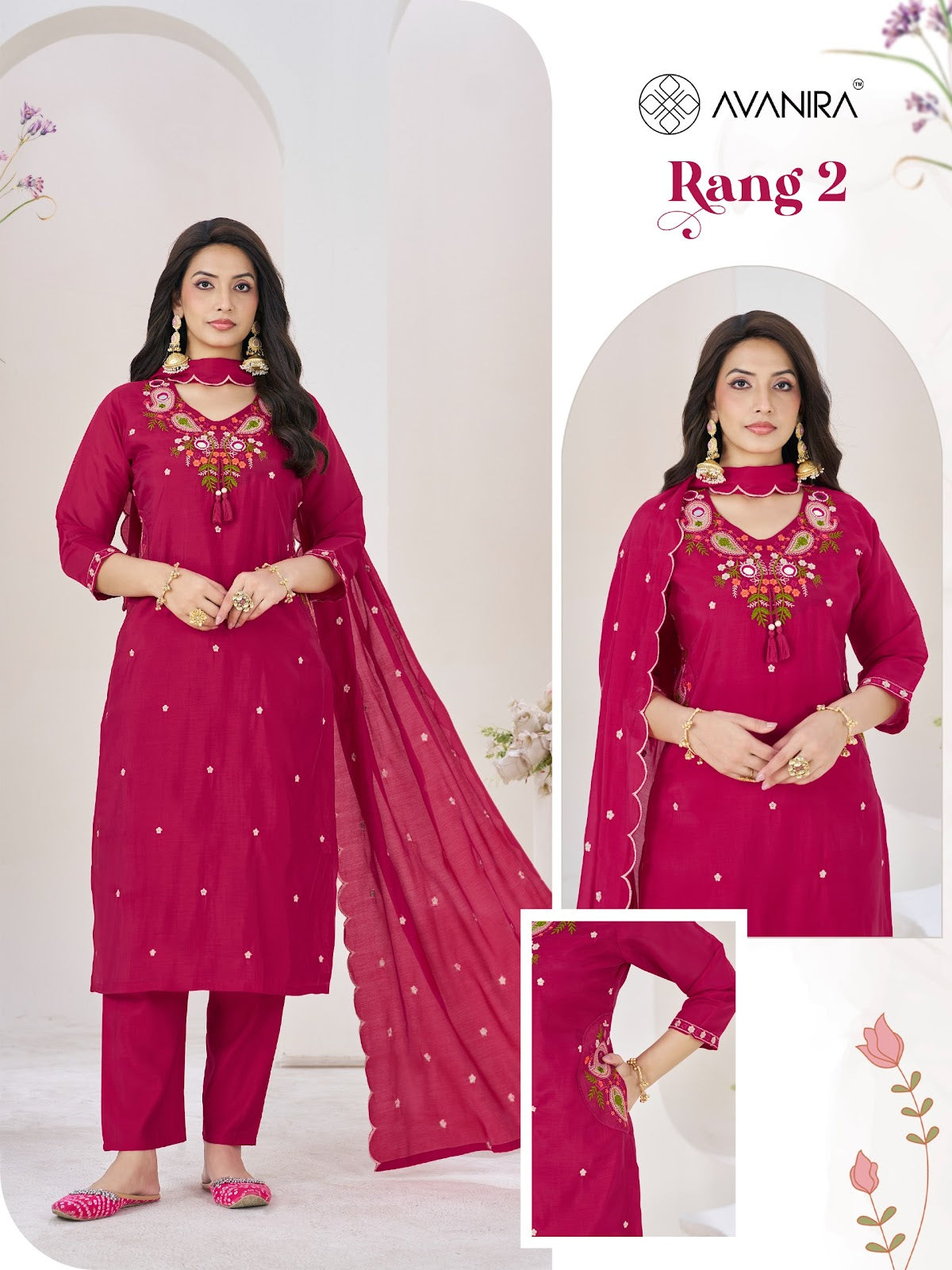 Rang 2 Avanira Mal Chanderi Readymade Pant Style Suits Wholesaler Ahmedabad