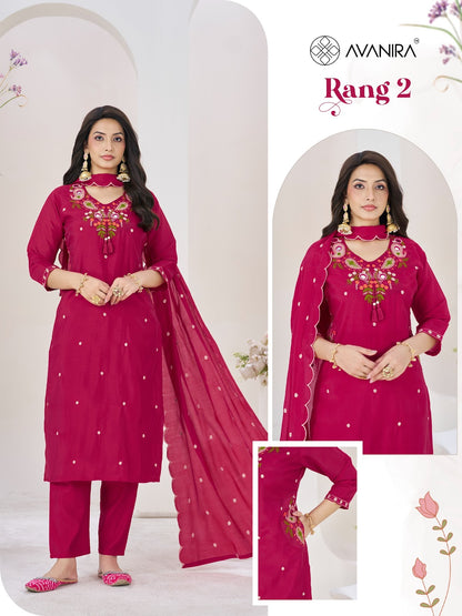 Rang 2 Avanira Mal Chanderi Readymade Pant Style Suits Wholesaler Ahmedabad