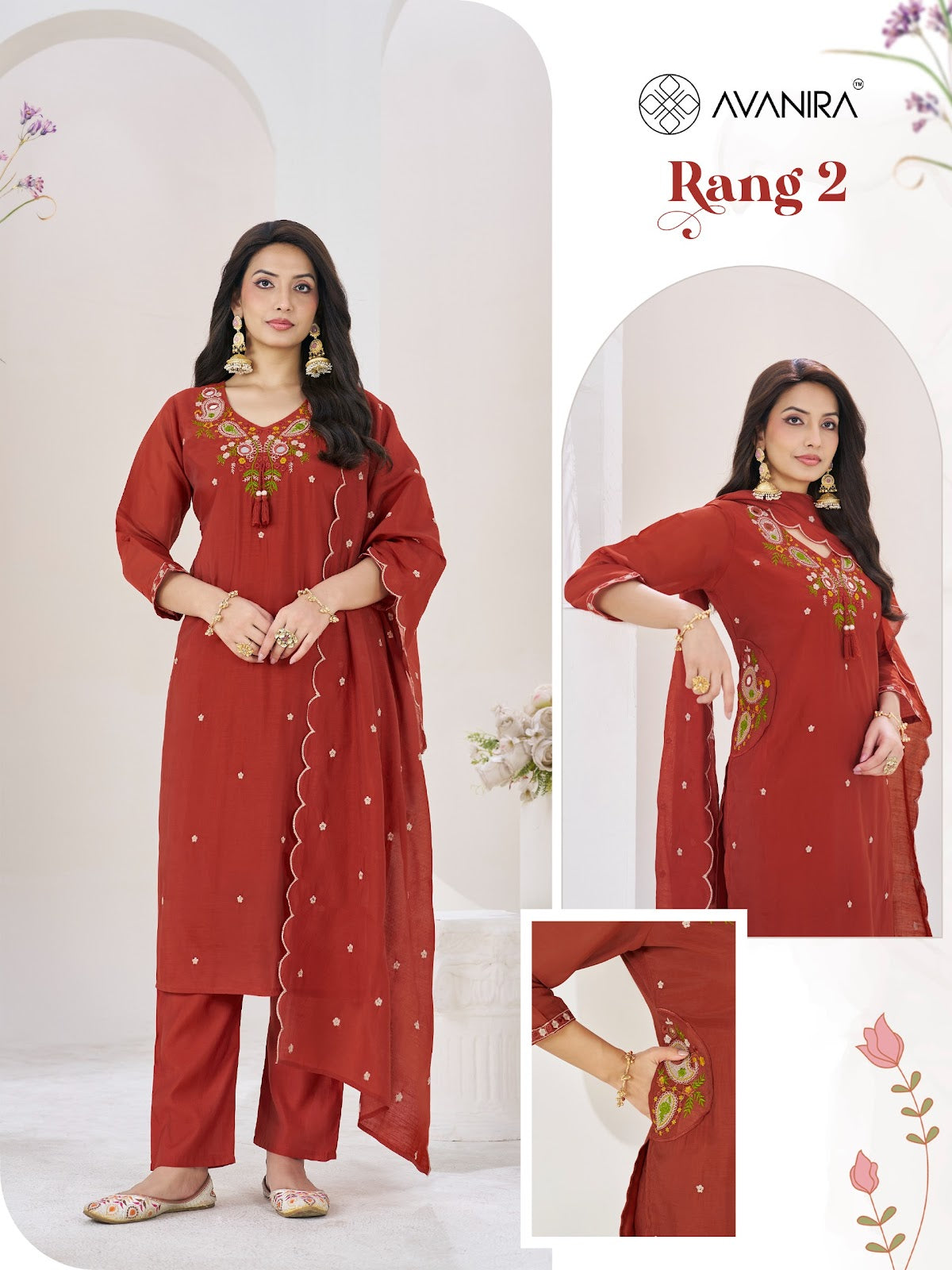 Rang 2 Avanira Mal Chanderi Readymade Pant Style Suits Wholesaler Ahmedabad
