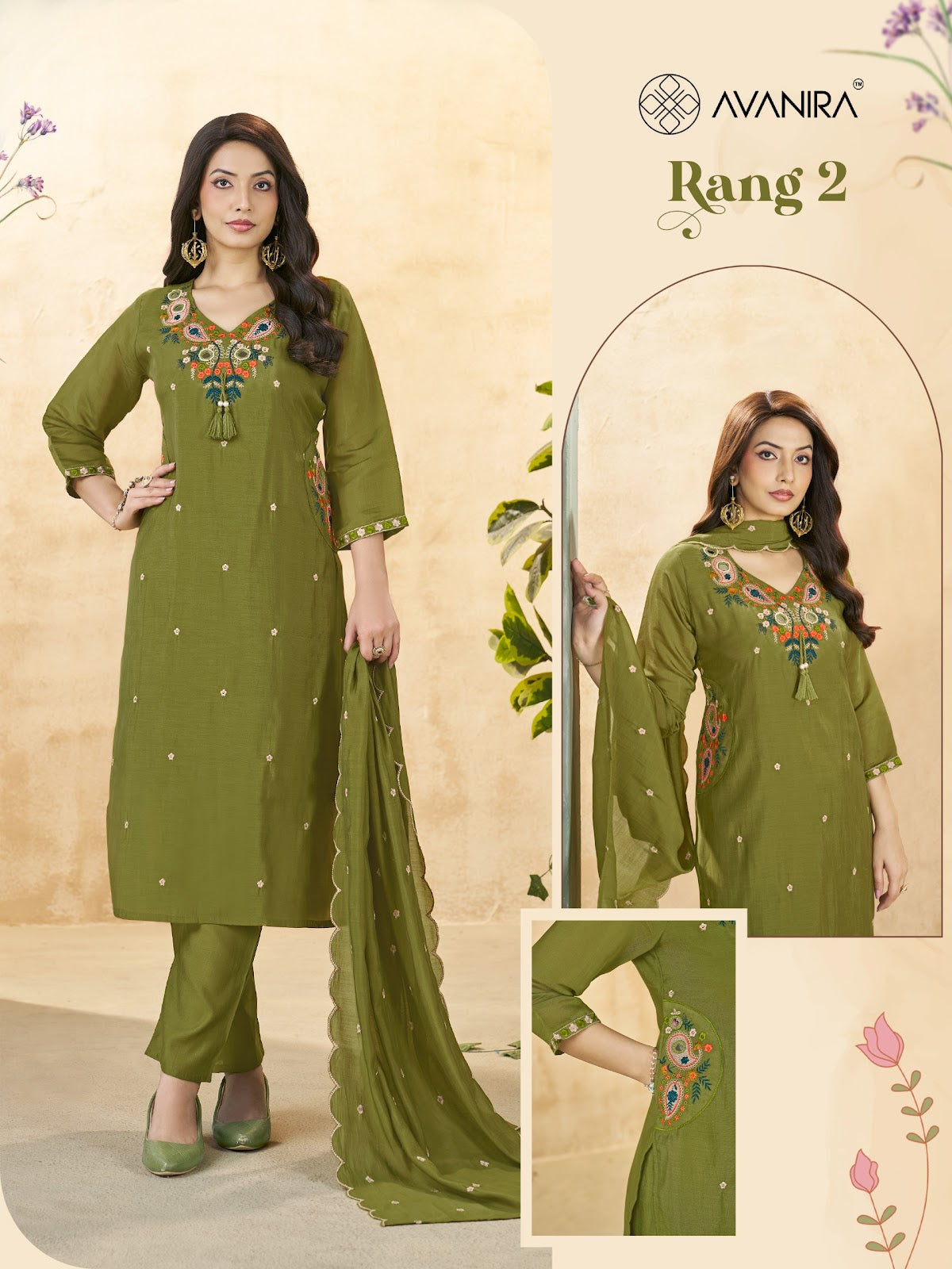 Rang 2 Avanira Mal Chanderi Readymade Pant Style Suits Wholesaler Ahmedabad
