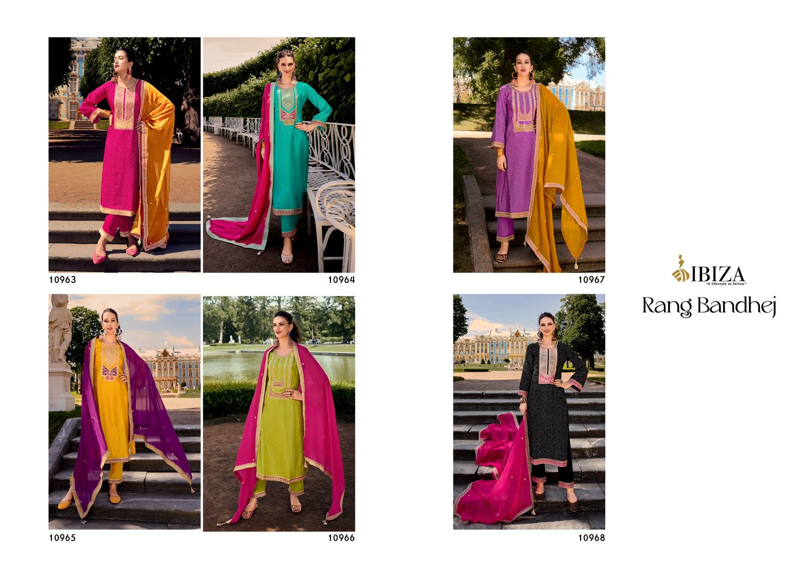 Rang Bandhej Ibiza Russian Silk Pant Style Suits Manufacturer Gujarat