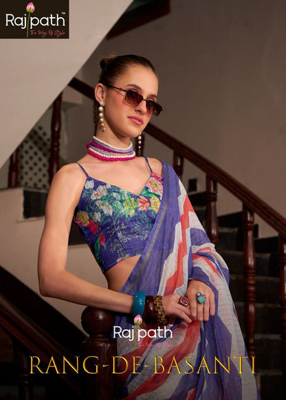 Rang De Basanti Rajpath Linen Cotton Sarees Supplier Ahmedabad