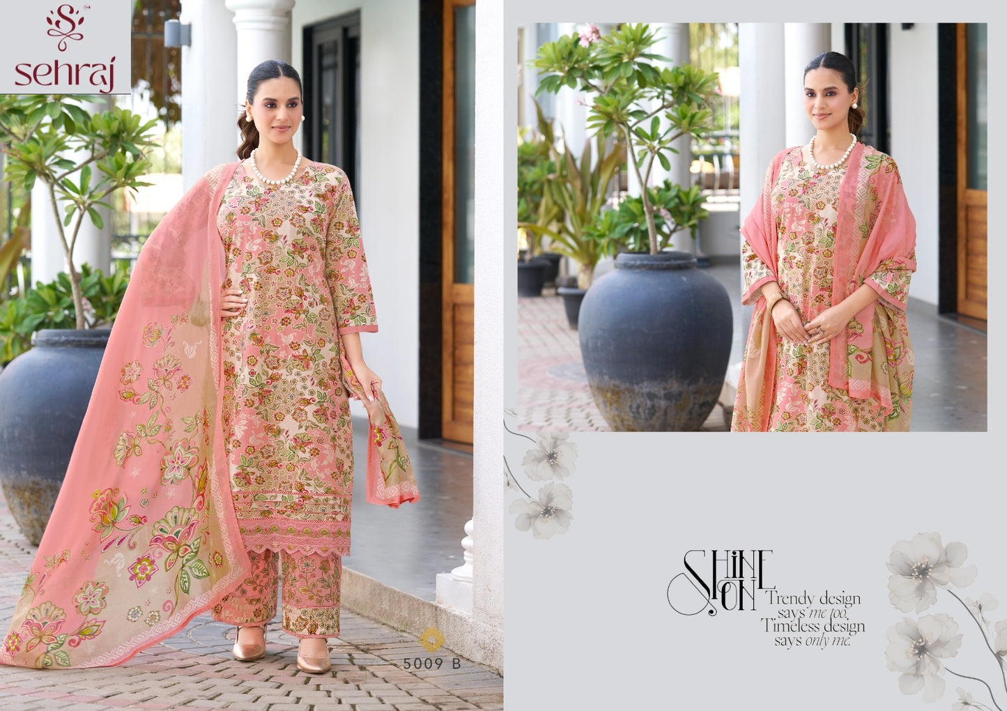 Rang E Summer 5009 Sehraj Soft Cotton Plazzo Style Suits Exporter