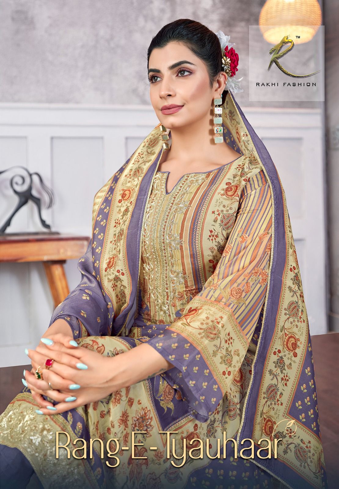 Rang E Tyauhaar Rakhi Fashion Pure Bemberg Pant Style Suits Wholesale Price