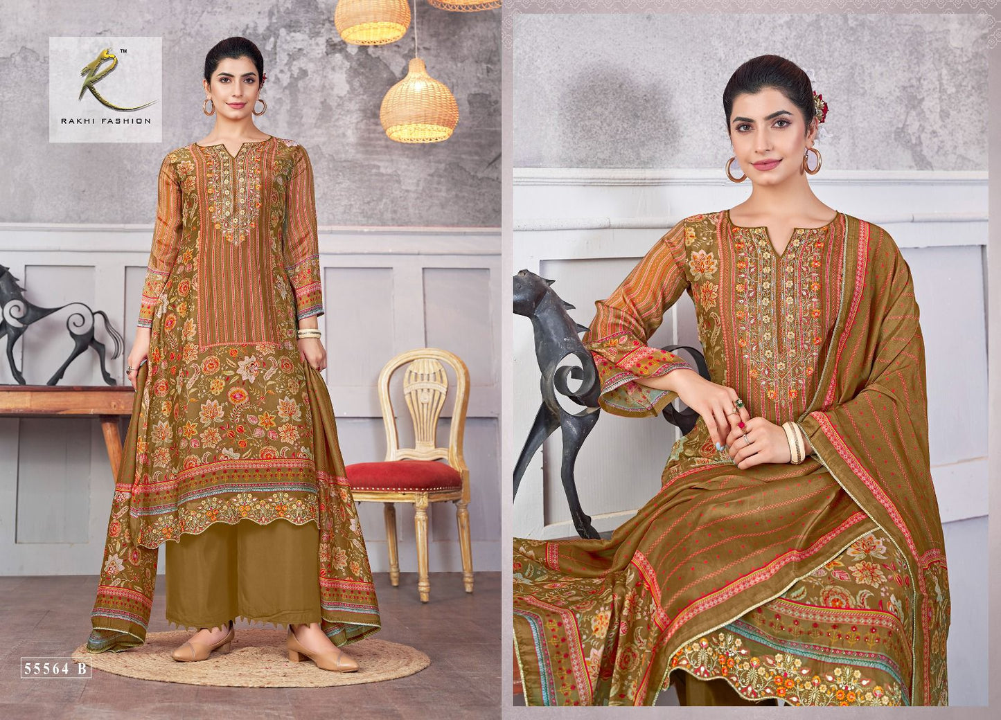 Rang E Tyauhaar Rakhi Fashion Pure Bemberg Pant Style Suits Wholesale Price