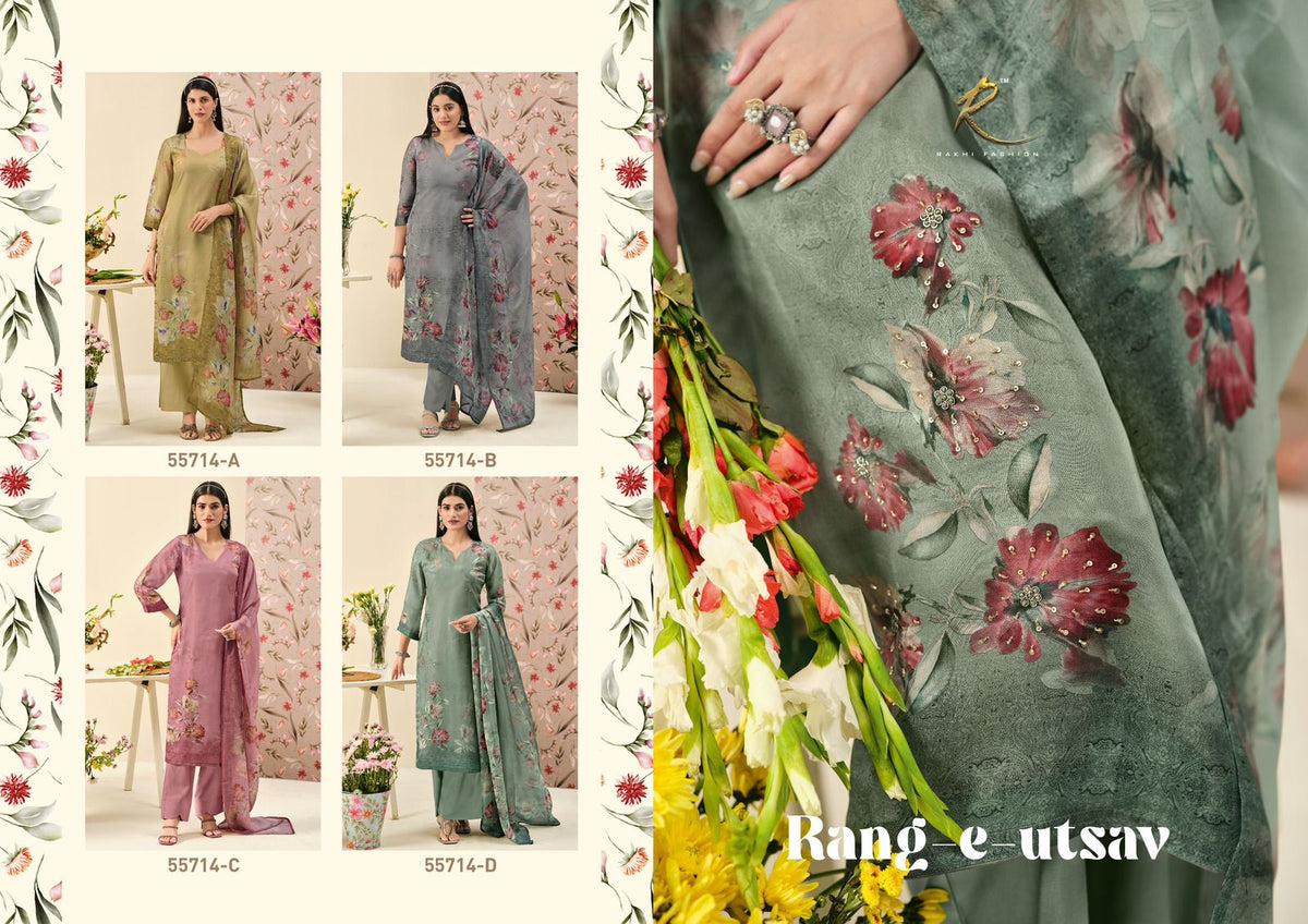 Rang E Utsav Rakhi Fashion Organza Pant Style Suits Wholesaler Gujarat