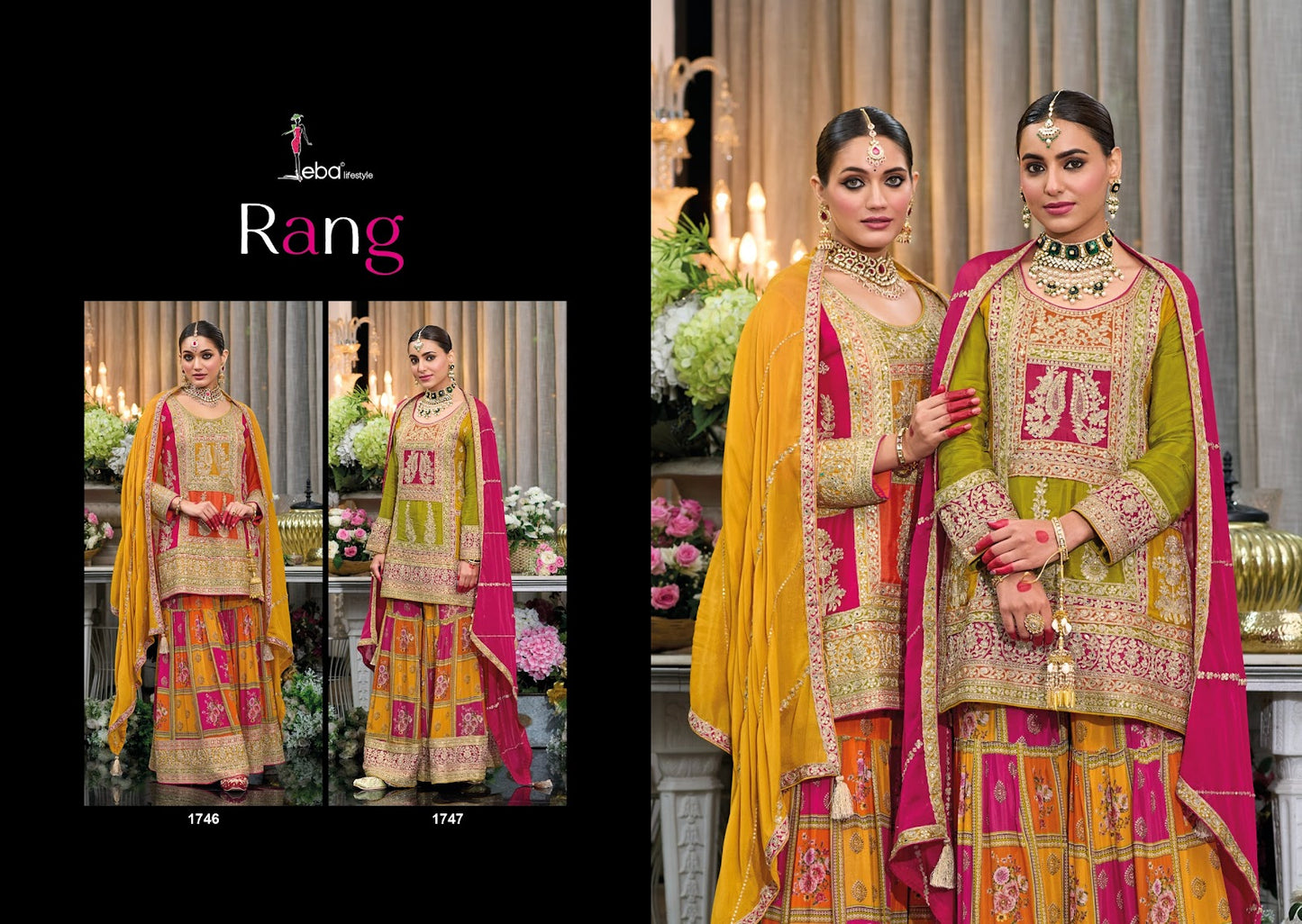 Rang Eba Lifestyle Chinon Readymade Plazzo Style Suits Exporter Ahmedabad