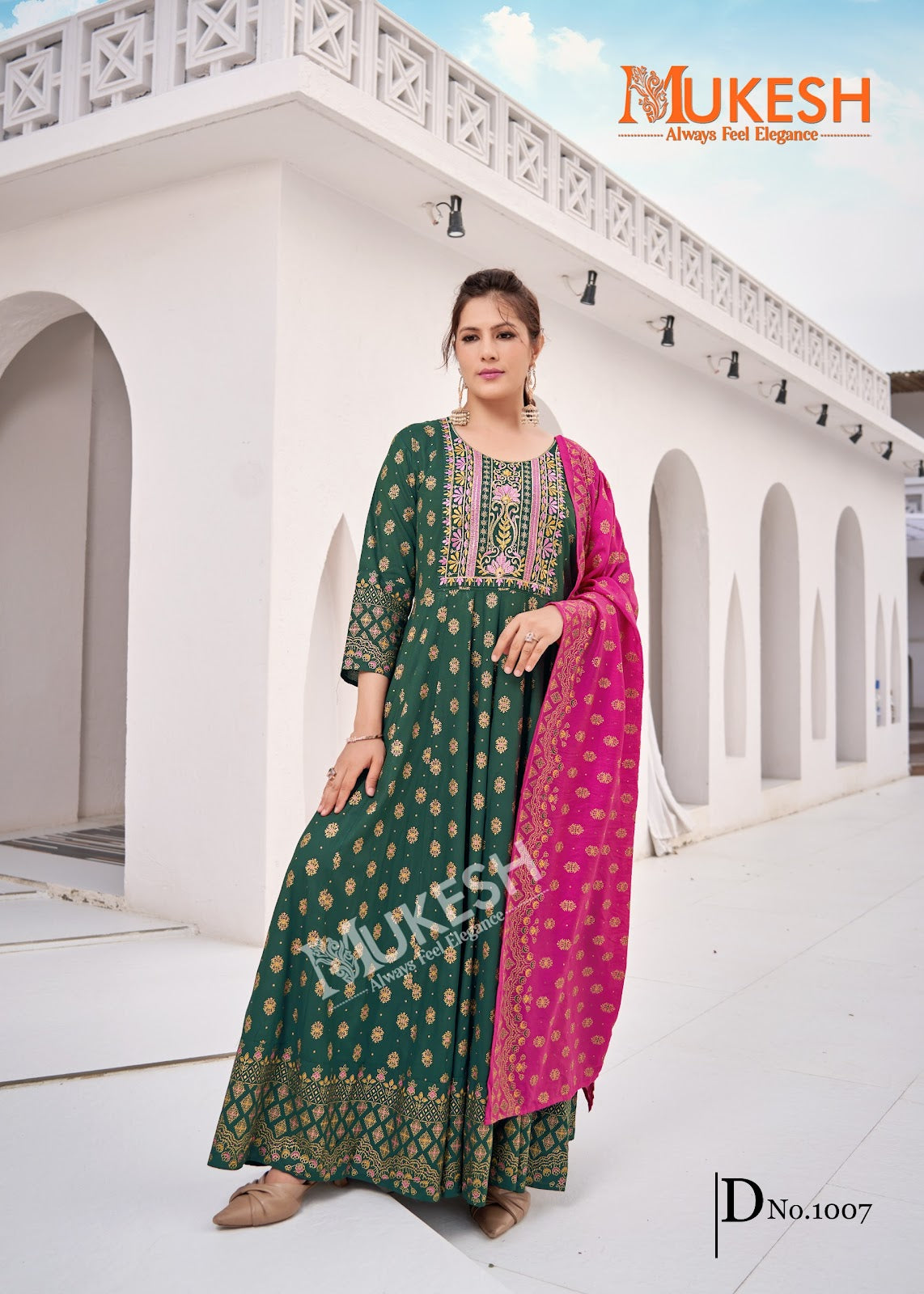 Rang Leela Mukesh Banwery Rayon 14Kg Gown Dupatta Set Manufacturer India