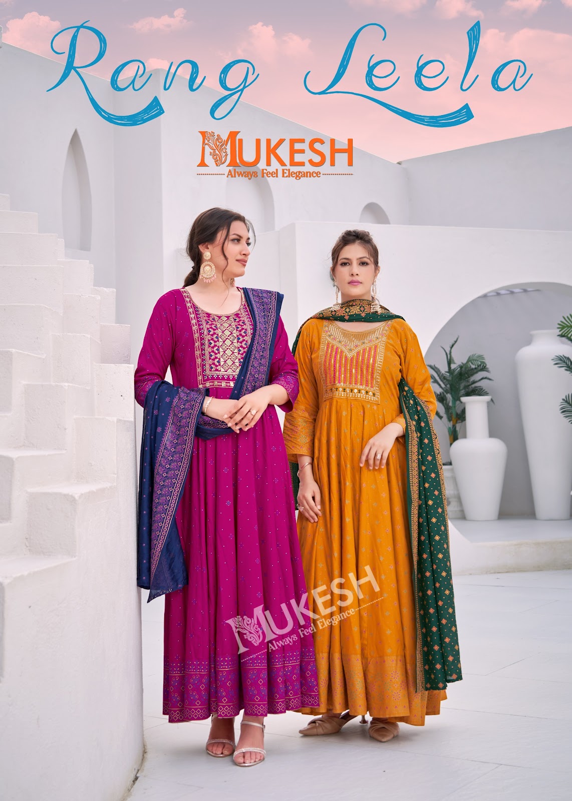 Rang Leela Mukesh Banwery Rayon 14Kg Gown Dupatta Set Manufacturer India