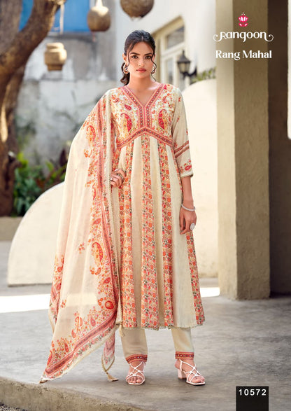 Rang Mahal Rangoon Muslin Readymade Anarkali Suits Wholesaler India