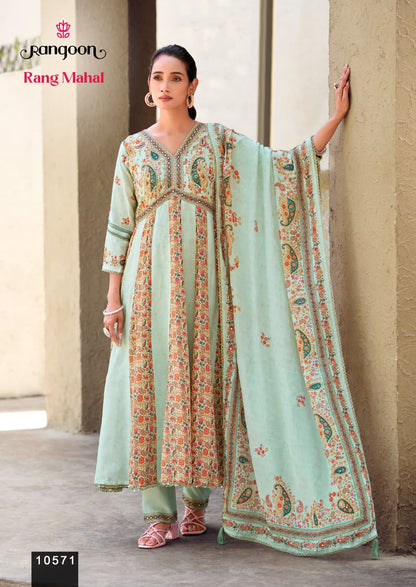 Rang Mahal Rangoon Muslin Readymade Anarkali Suits Wholesaler India