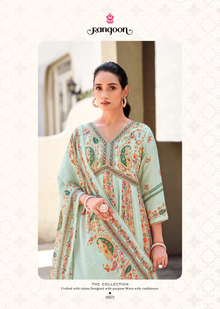 Rang Mahal Rangoon Muslin Readymade Anarkali Suits Wholesaler India