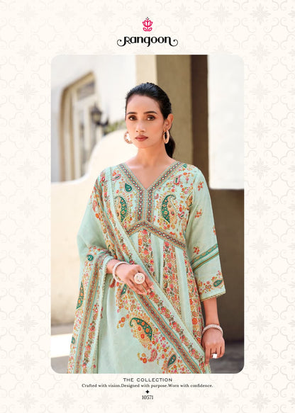 Rang Mahal Rangoon Muslin Readymade Anarkali Suits Wholesaler India