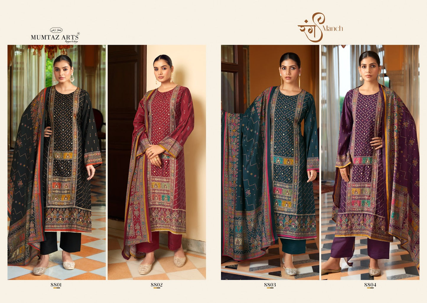 Rang Munch Nayaab Mumtaz Arts Viscose Muslin Karachi Salwar Suits Manufacturer Ahmedabad