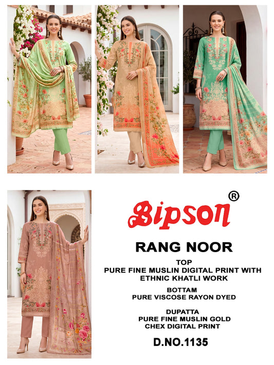 Rang Noor 1135 Bipson Prints Muslin Pant Style Suits Supplier Gujarat