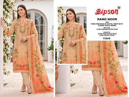 Rang Noor 1135 Bipson Prints Muslin Pant Style Suits Supplier Gujarat