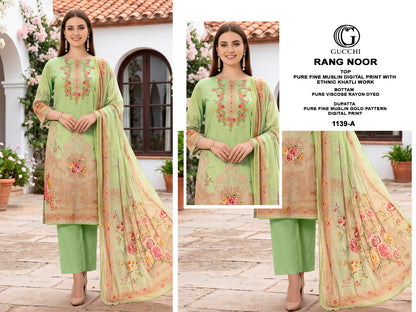 Rang Noor 1139 Gucchi Muslin Pant Style Suits Manufacturer Gujarat