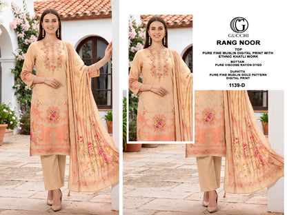 Rang Noor 1139 Gucchi Muslin Pant Style Suits Manufacturer Gujarat