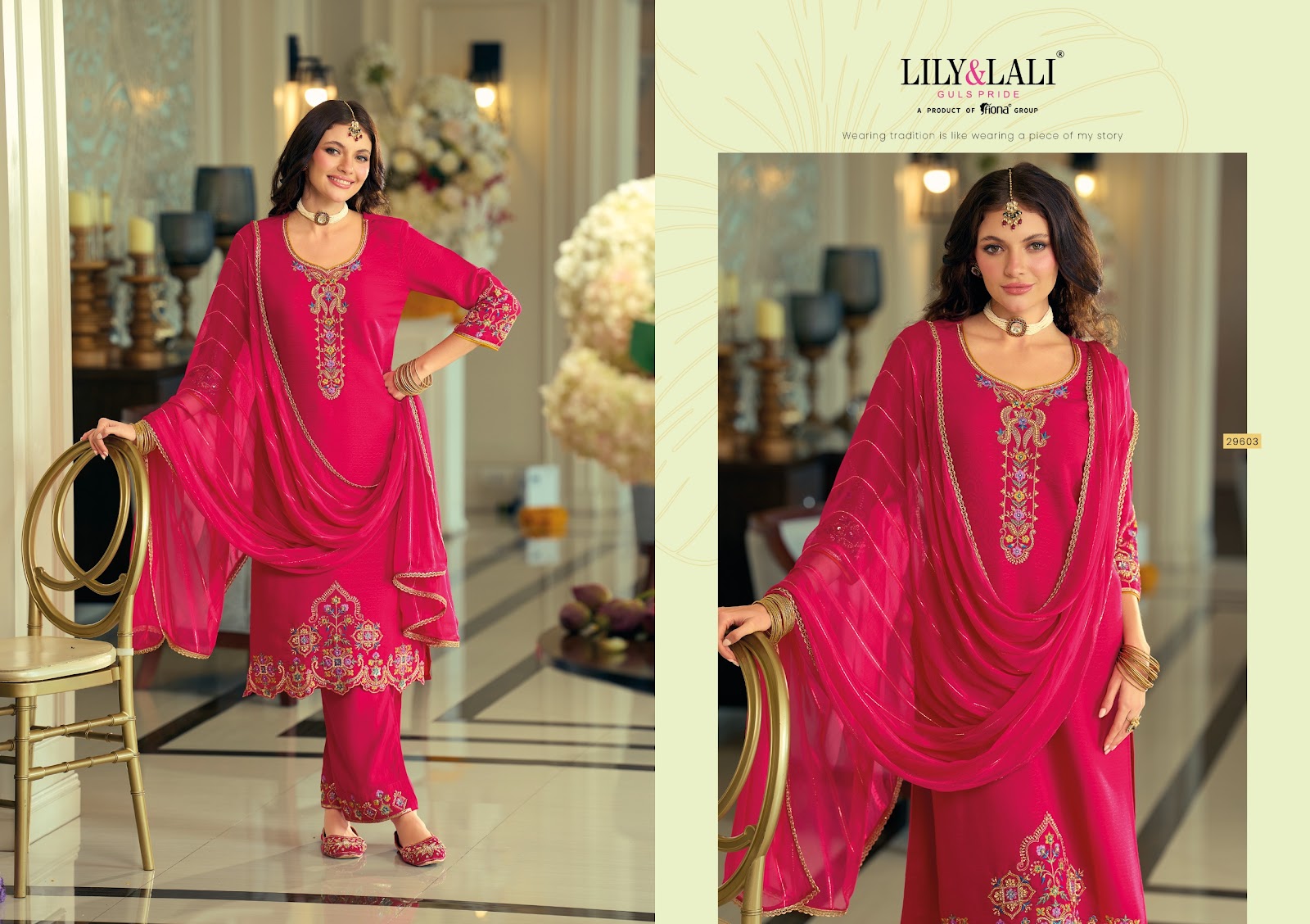 Rang Raag Lily Lali Viscose Silk Readymade Pant Style Suits Manufacturer Ahmedabad