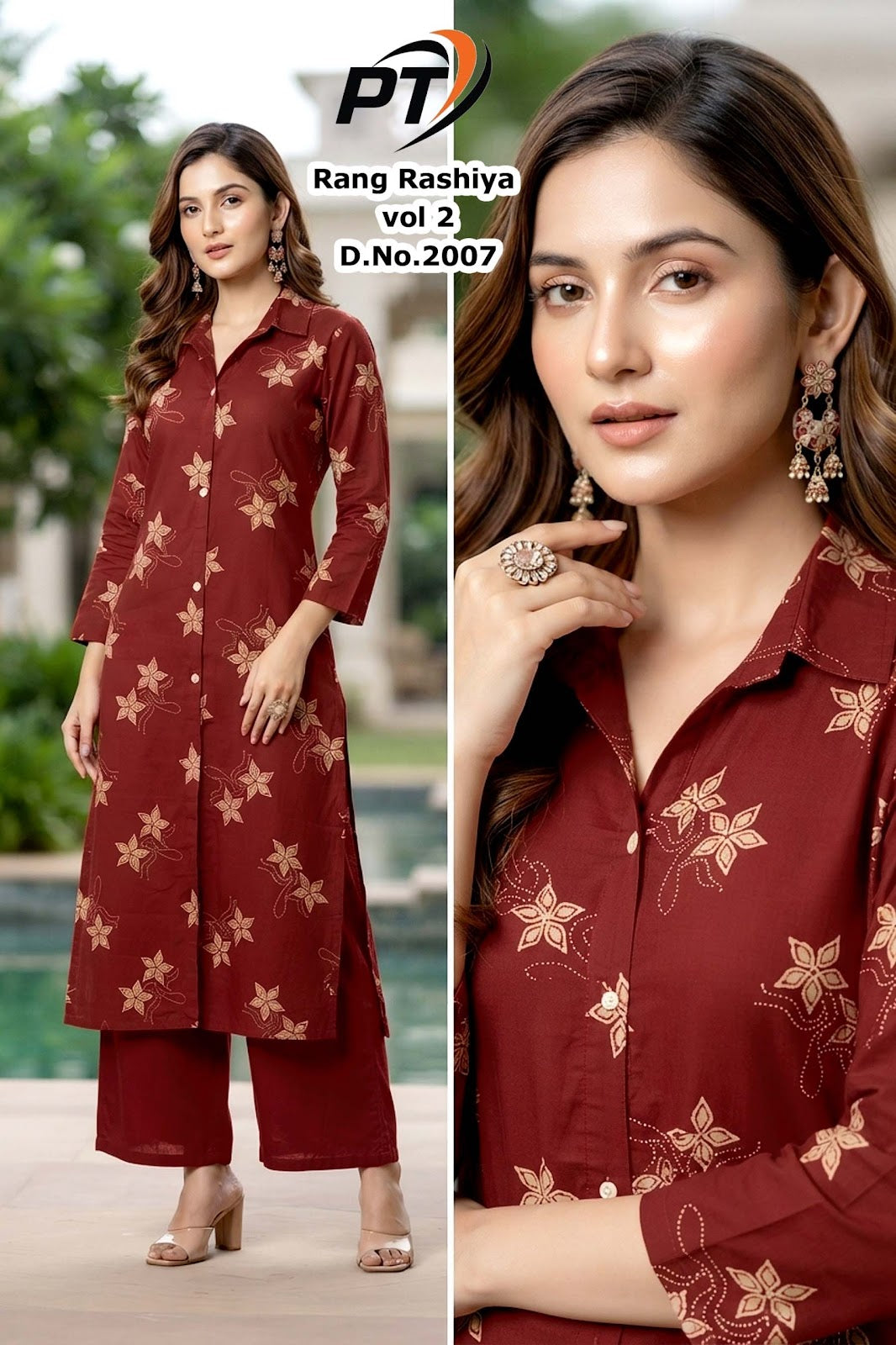 Rang Rashiya Vol 2 Pt Dhabu Cotton Kurti Plazzo Set Supplier Gujarat