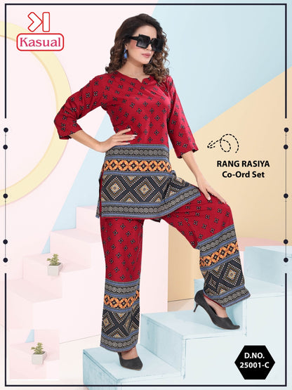 Rang Rasiya 25001 Kasual Rayon Co Ord Set Wholesaler Gujarat